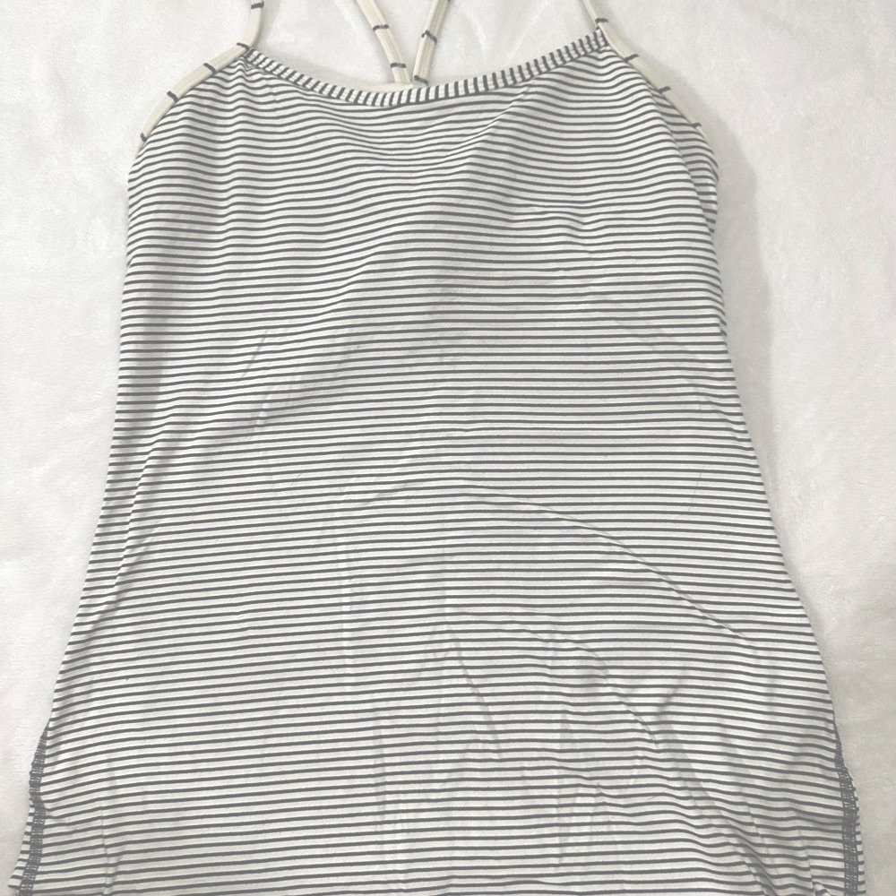 BLACK AND WHITE STRIP LULULEMON RACERBACK TANK